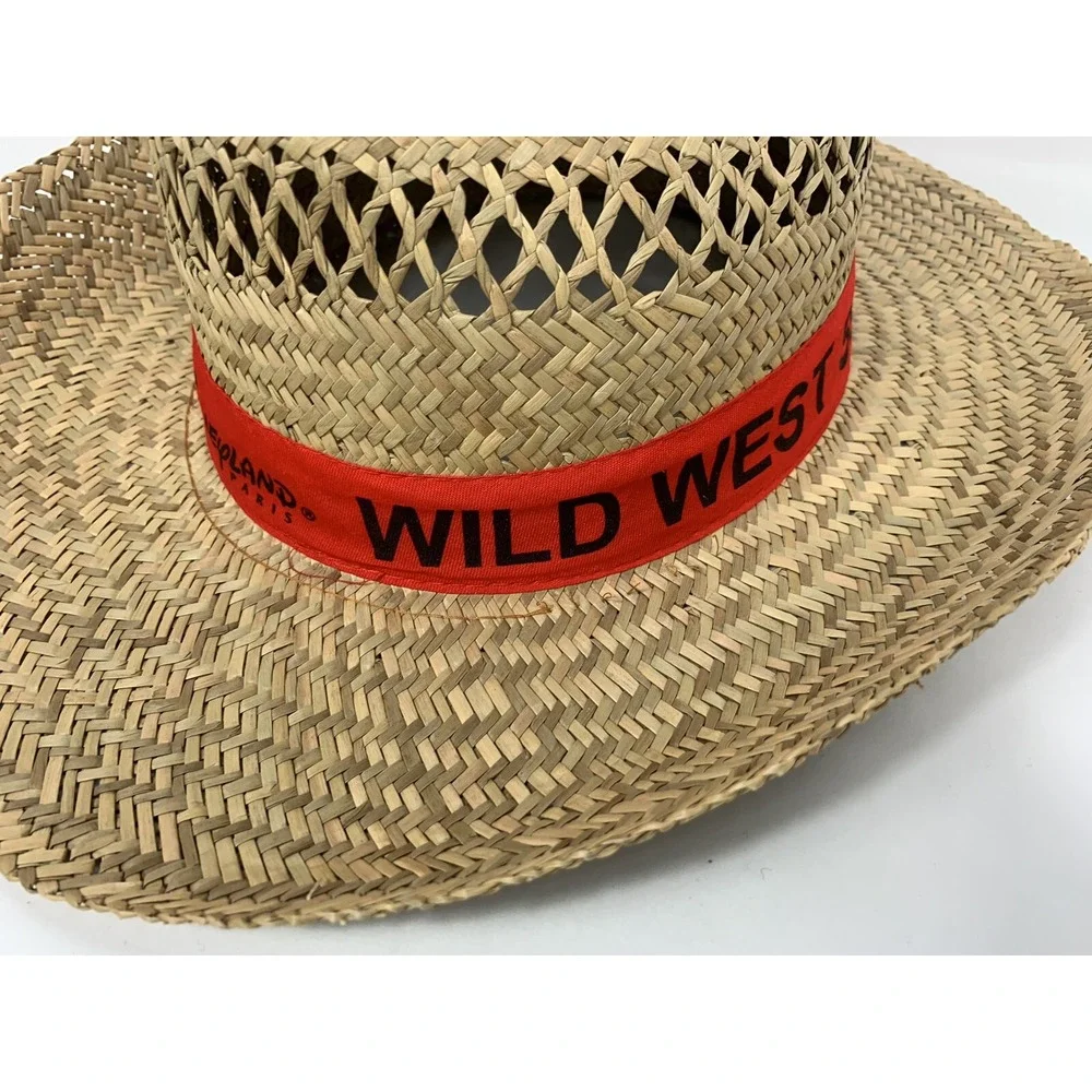 NEW VINTAGE DISNEYLAND PARIS BUFFALO BILL'S WILD WEST SHOW STRAW COWBOY HAT Red